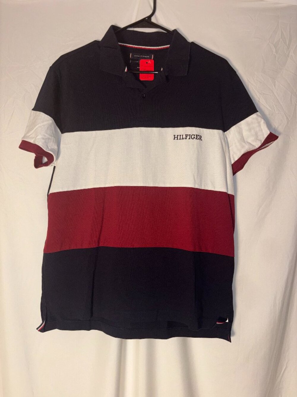 Tommy Hilfiger Men’s Colorblock Polo Shirt Navy Red White Size Large
